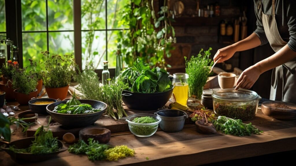 Cooking with foraged herbs