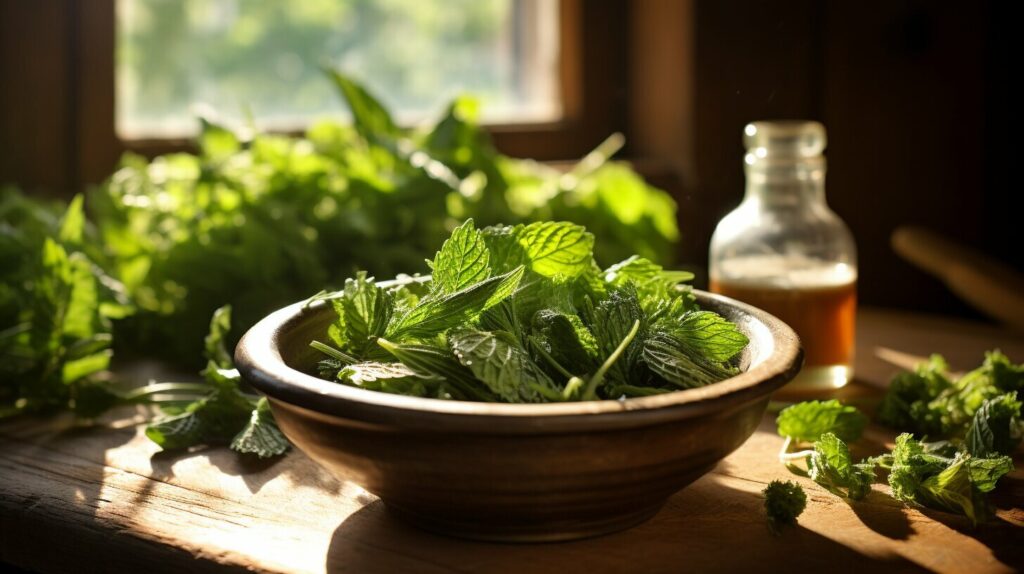 Stinging nettles in a bowl