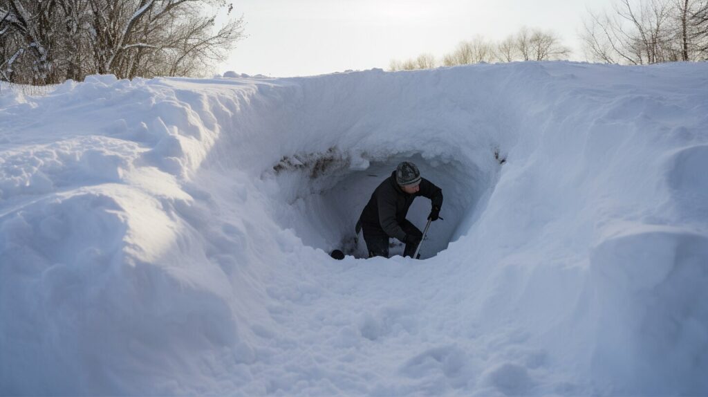 constructing a snow cave