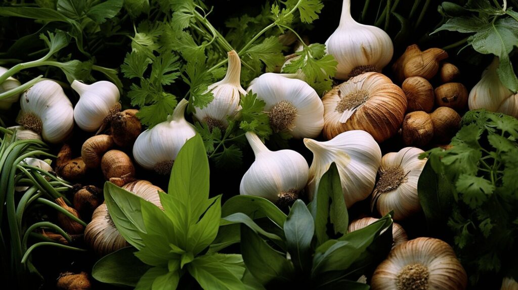 garlic, medicinal plants and herbs