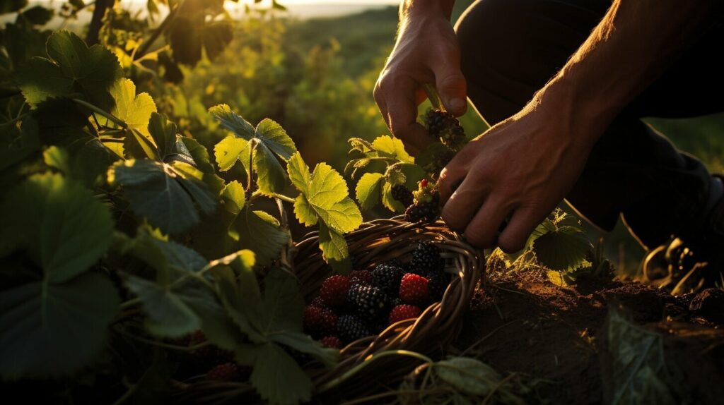 wild blackberry picking