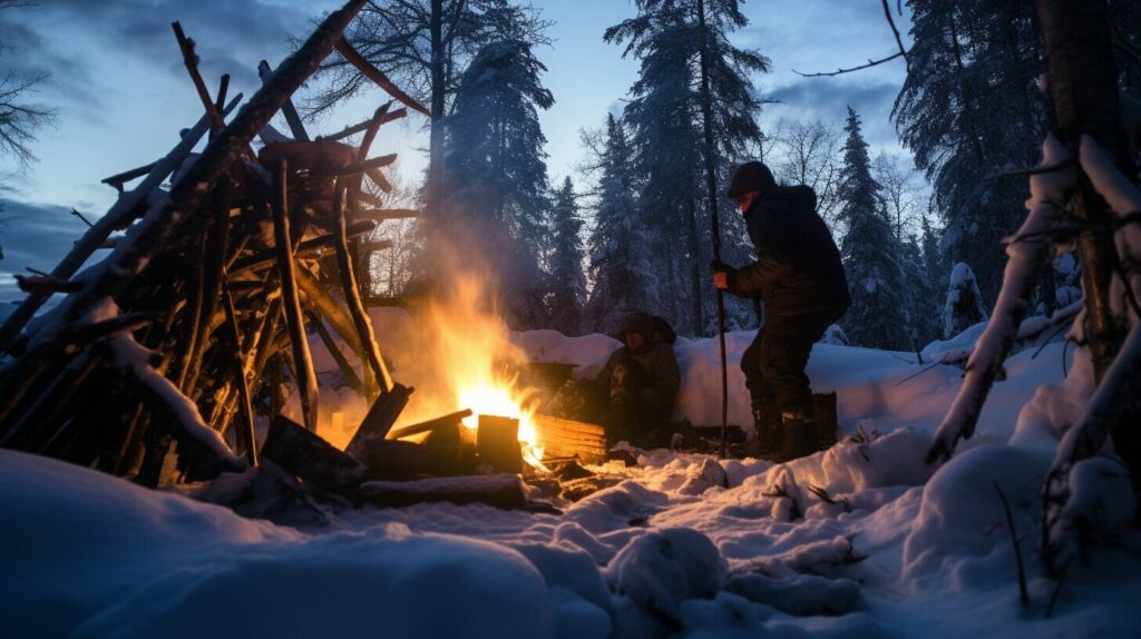 winter campfire