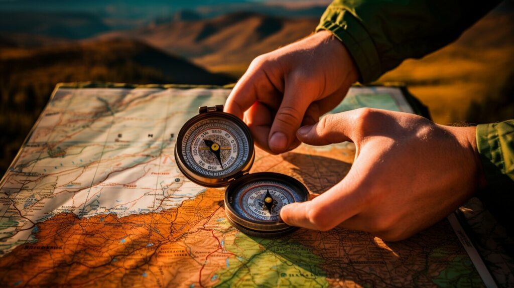 outdoor navigation map and compass image