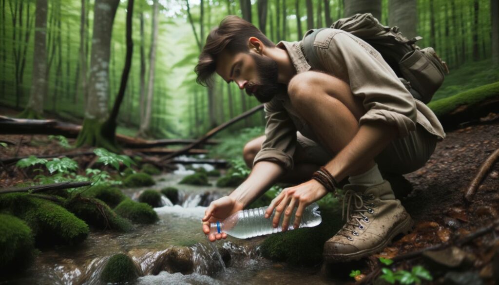 getting water from a stream