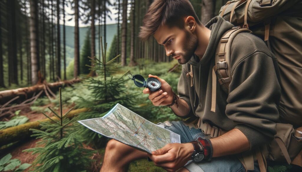 wilderness navigation with compass and map