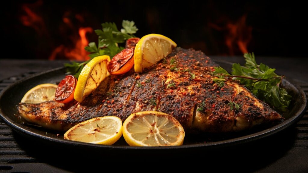 Grilled fish with sumac and lemon