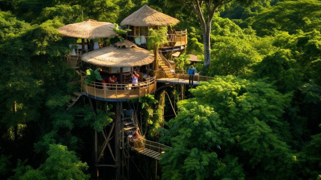 treehouse accommodations in the jungle