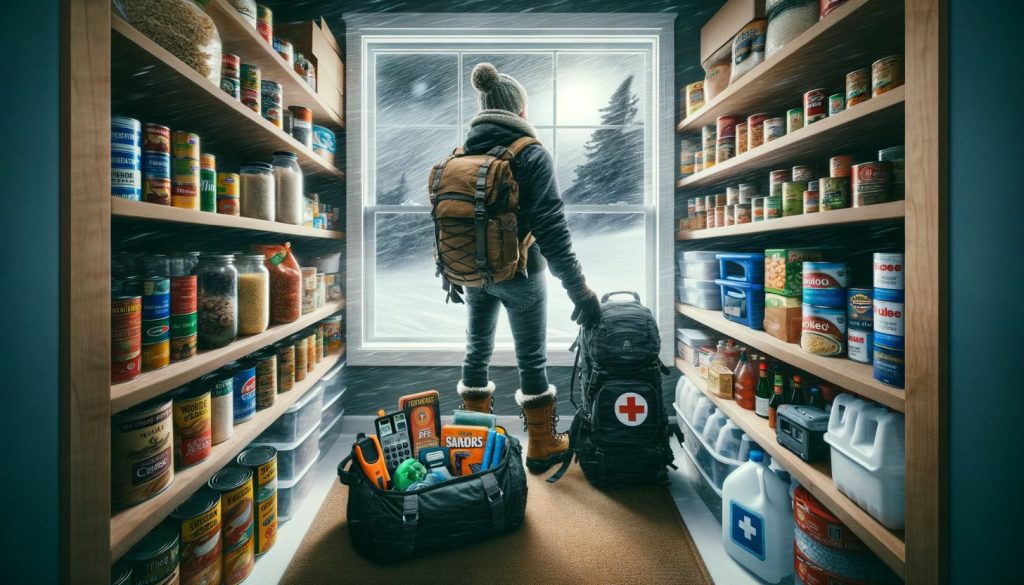 well stocked pantry preparing for blizzard